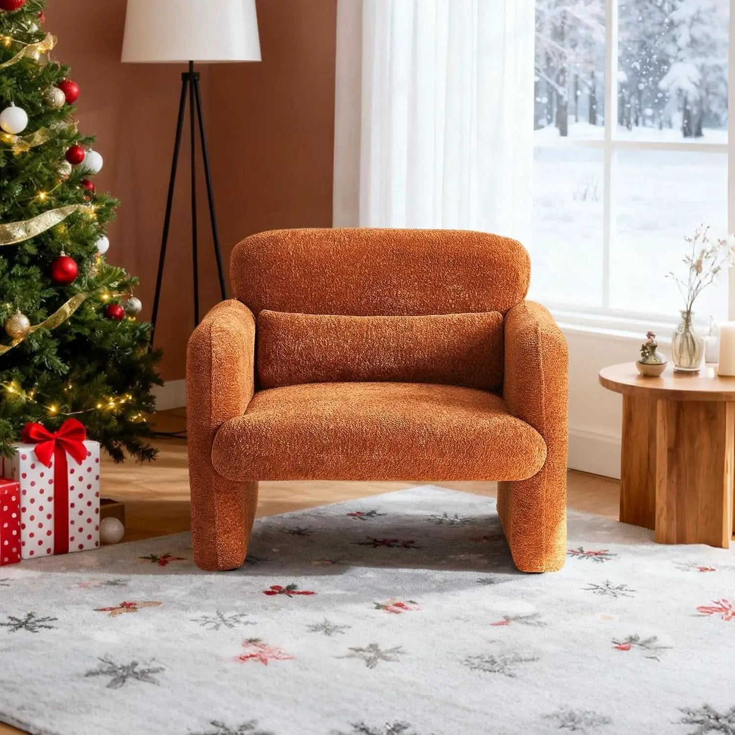 33.86 Inch Sherpa Upholstered Armchair For LivingRoom from PriceLows™