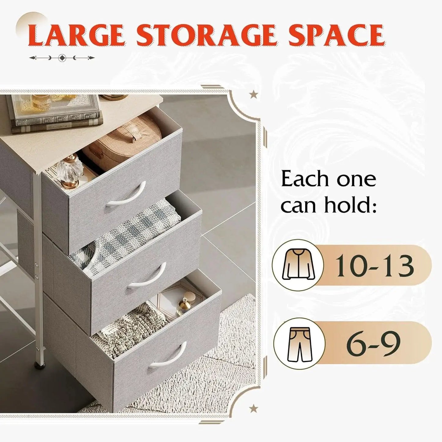 Light Grey Nightstand With 3 Drawers For Bedroom Hallway from PriceLows™