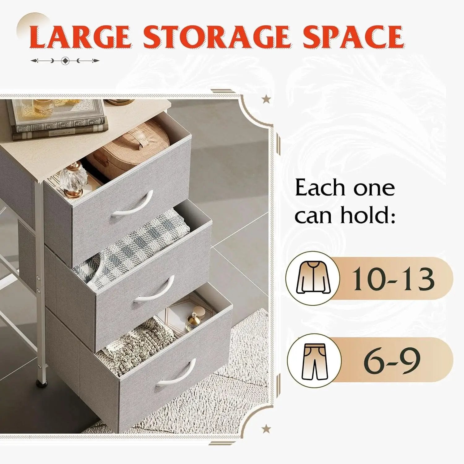 Light Grey Nightstand With 3 Drawers For Bedroom Hallway from PriceLows™