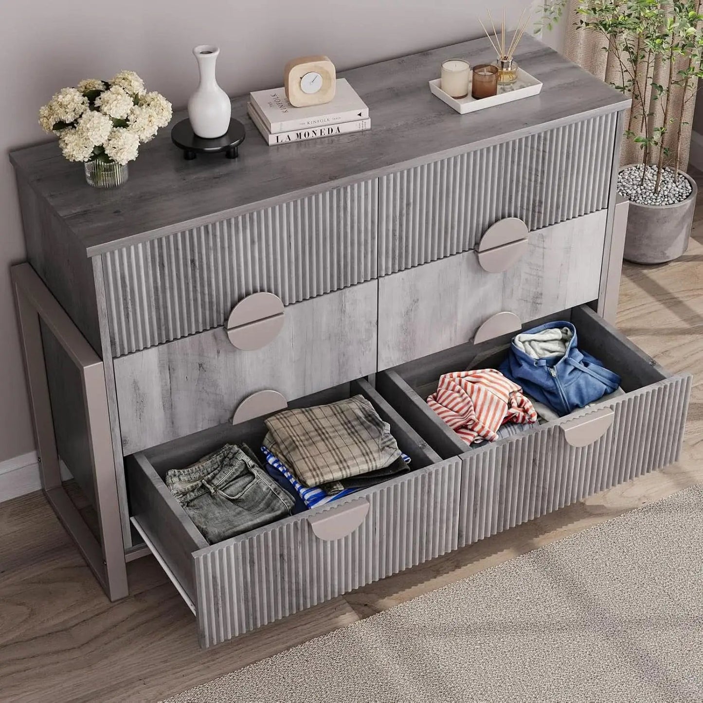 Slate Gray Dresser Semicylinder Drawer Fronts FiftyInches from PriceLows™