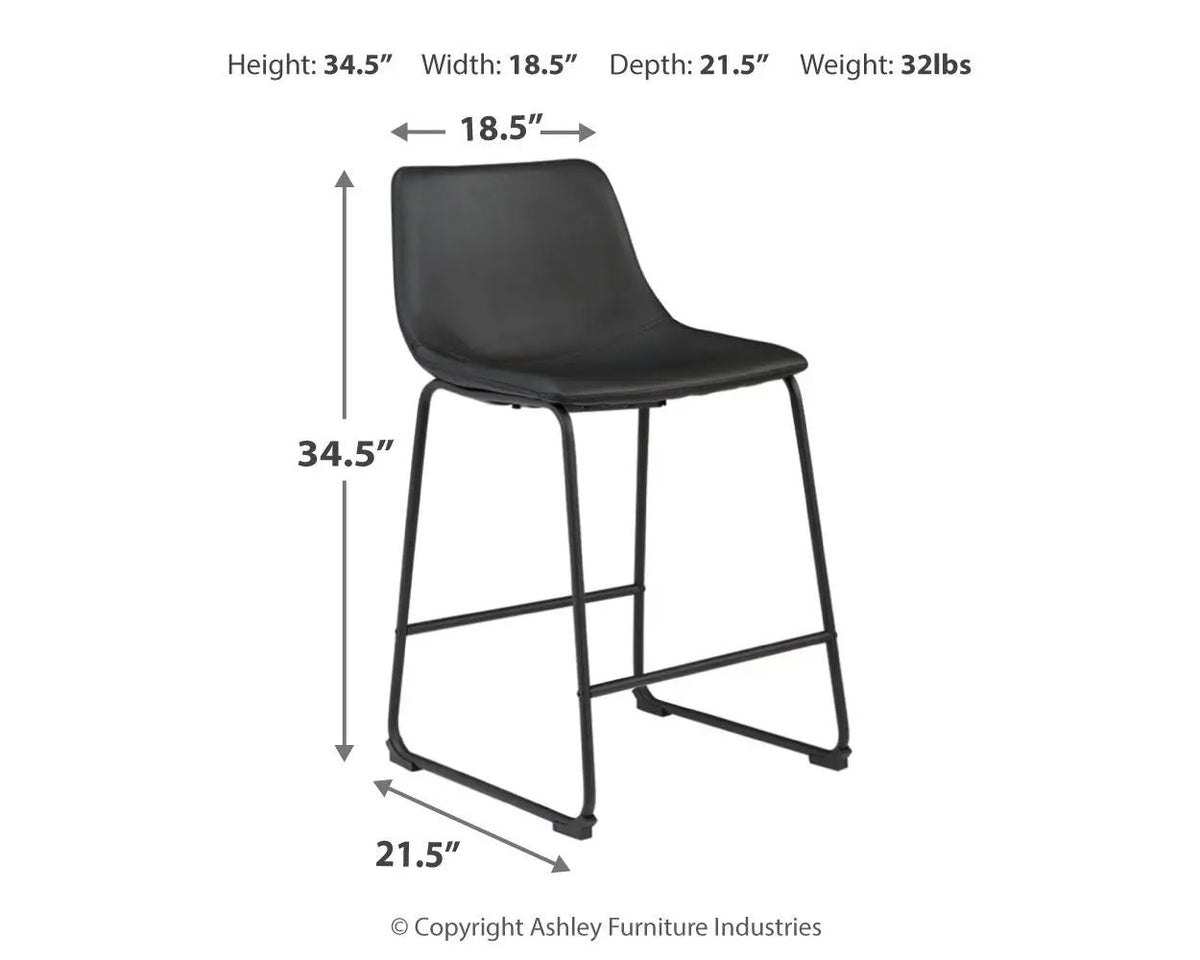 Centiar Upholstered Barstool | Set Of 2 | Contoured Bucket Seat | Tubular Metal Base
