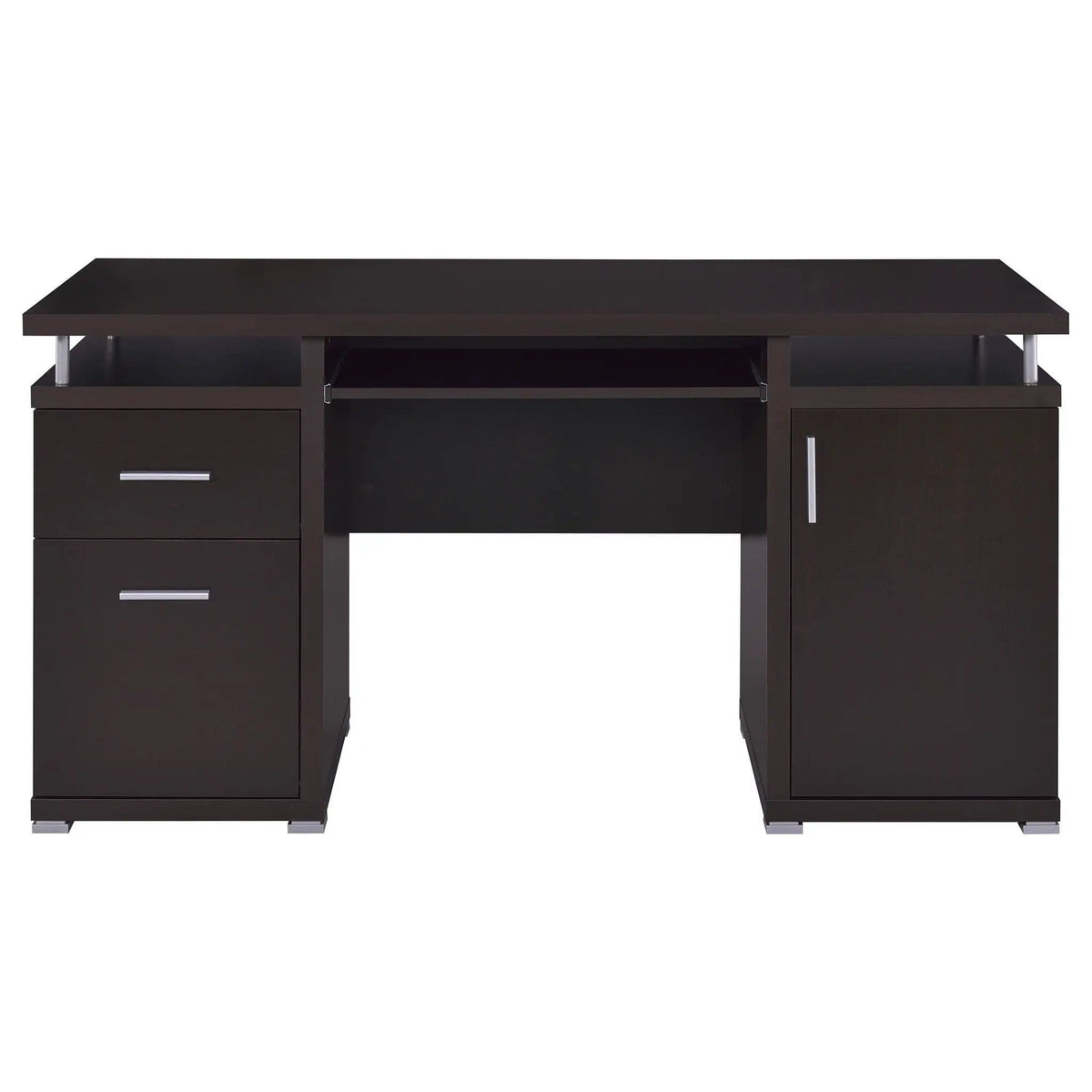 Tracy 55-inch 2-drawer Office Computer Desk | 55 x 23.5 x 29.5 in | Engineered Wood & Veneer | Cappuccino