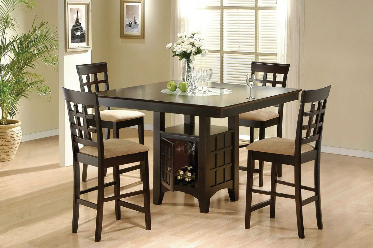 Gabriel 5-piece Square Counter Height Dining Set | 5-Piece Set | Rubberwood & Engineered Wood | Cappuccino