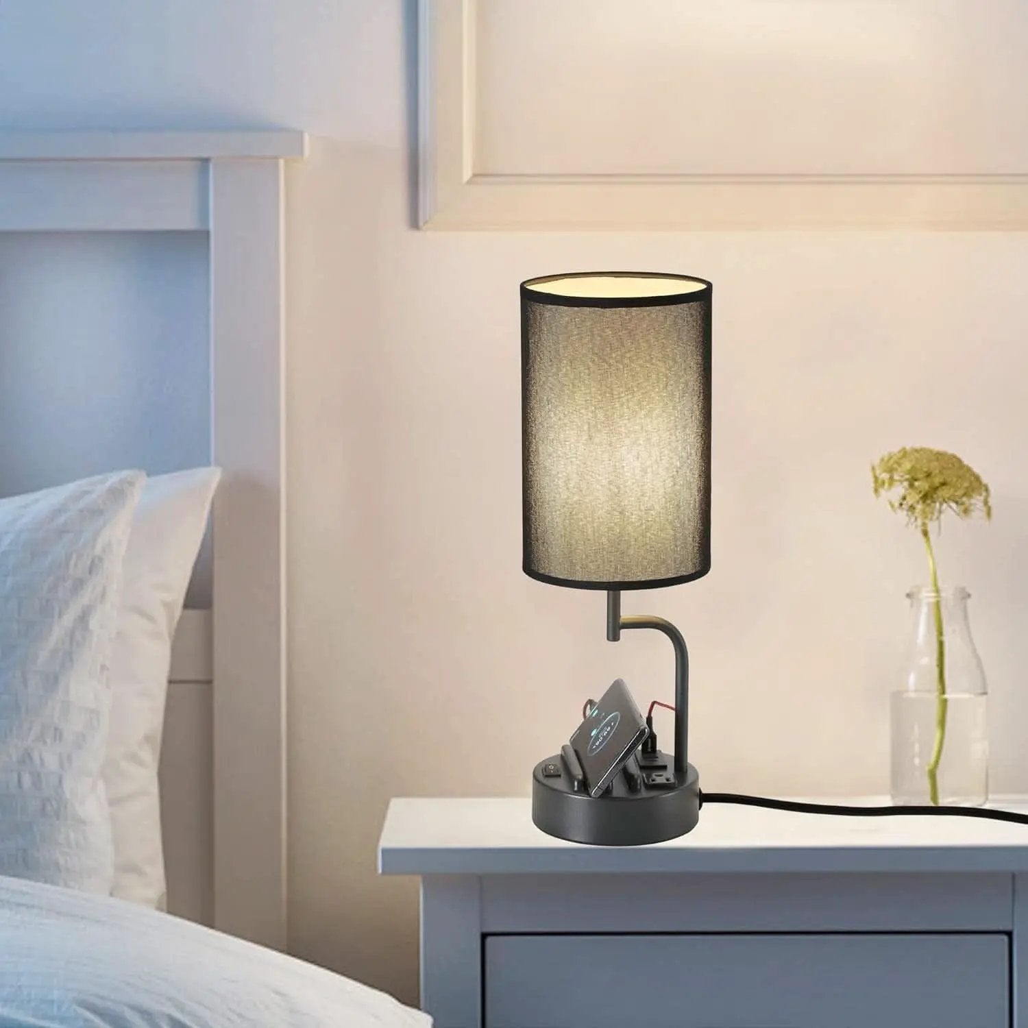 Table Lamp With 3 USB Ports And AC Outlet For Office from PriceLows™