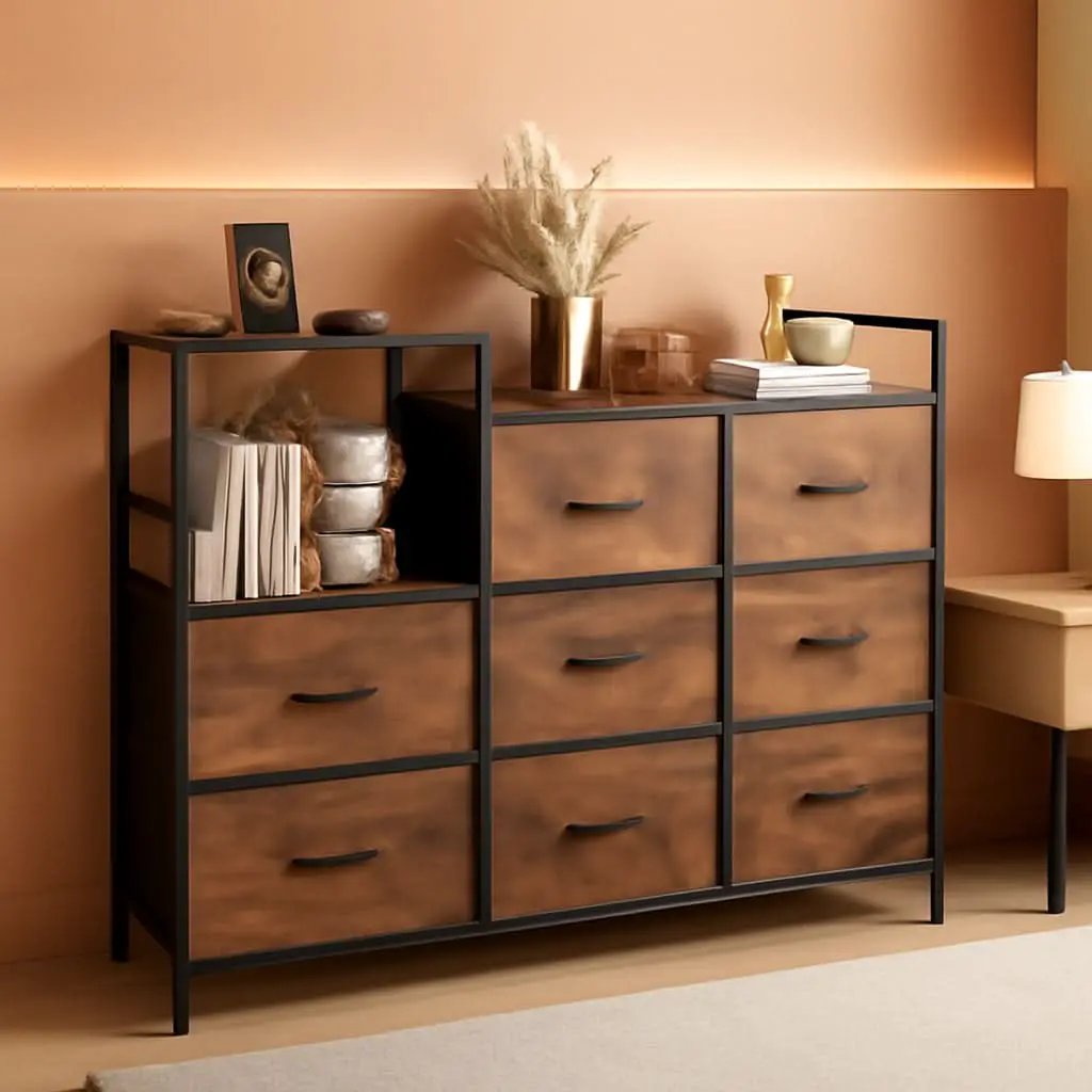 Dresser TV Stand With Charging Station And 8 Fabric Drawers from PriceLows™