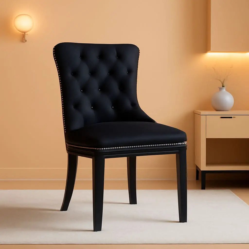 Black Velvet Dining Chairs Set of 4 with Solid Wood Legs from PriceLows™