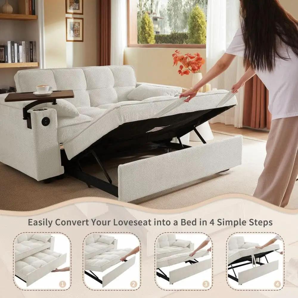 65Inch Convertible Sleeper Sofa With Adjustable Backrest from PriceLows™