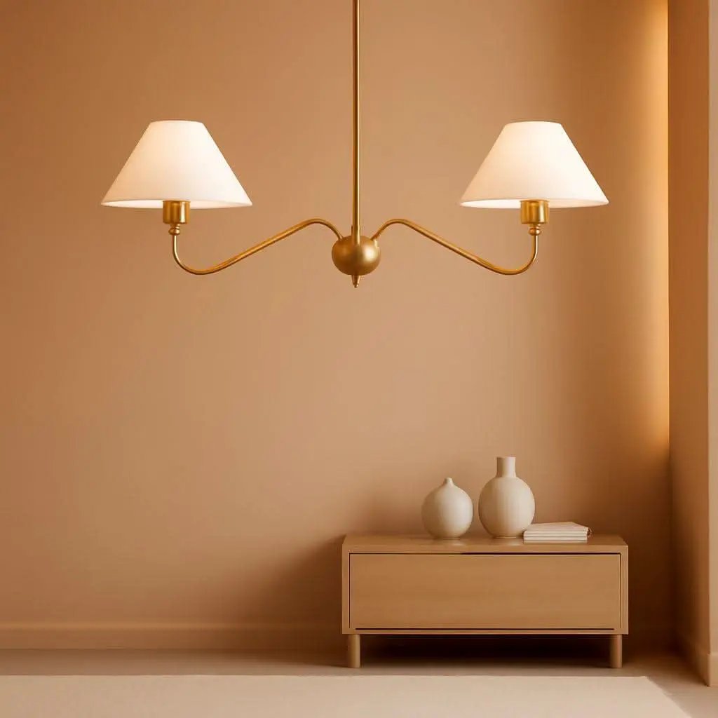 Goldtone Linear 2 Light Chandelier For Kitchen Island from PriceLows™
