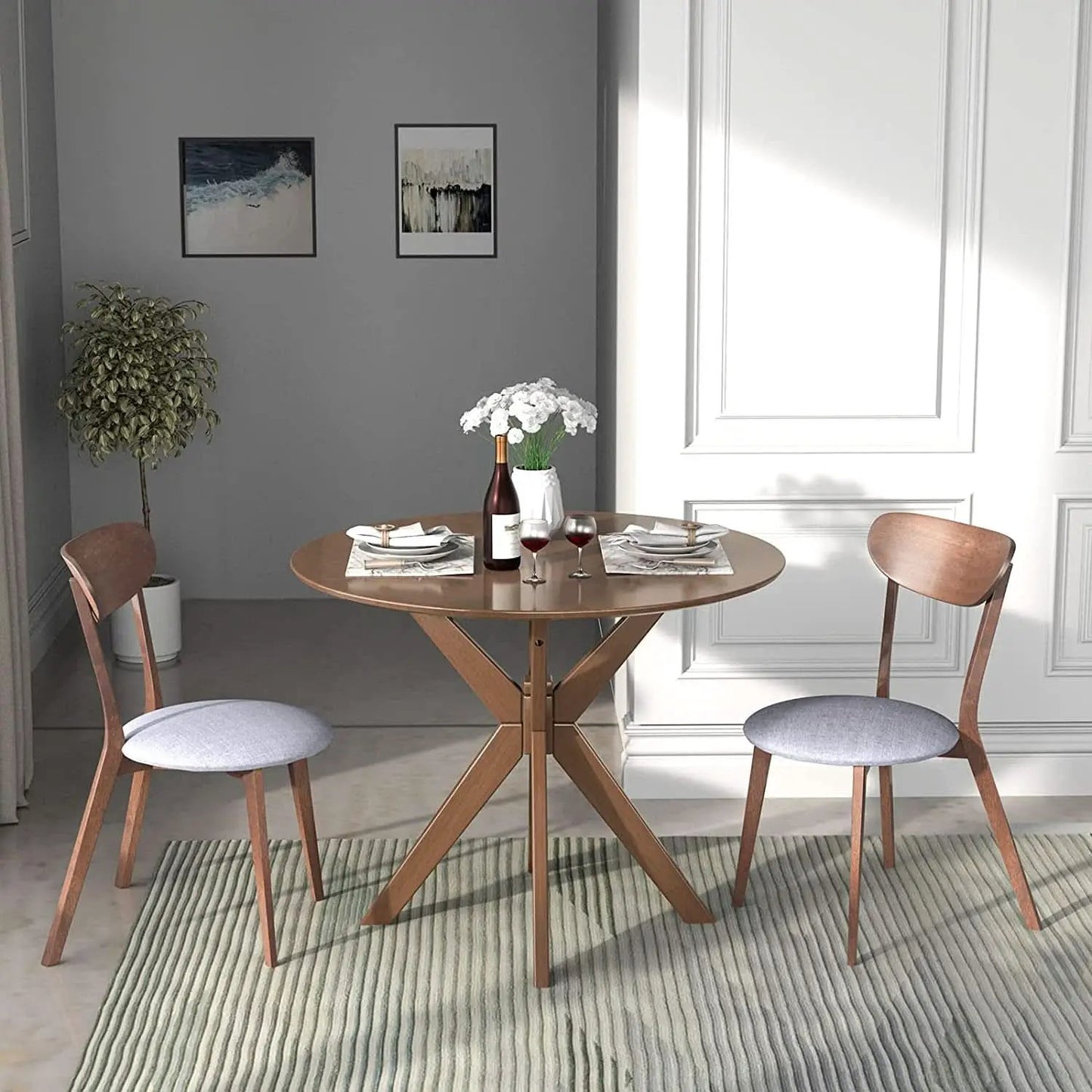Round Dining Table Set 36 Inch With Cushioned Chairs from PriceLows™