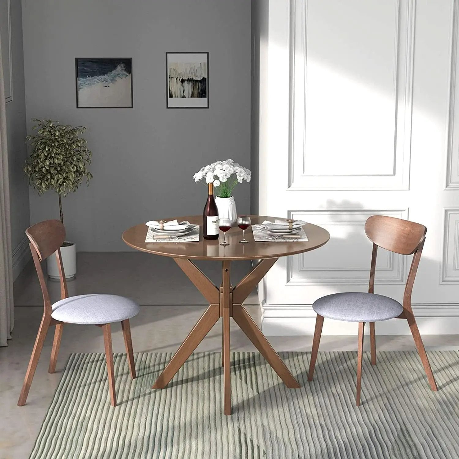 Round Dining Table Set 36 Inch With Cushioned Chairs from PriceLows™