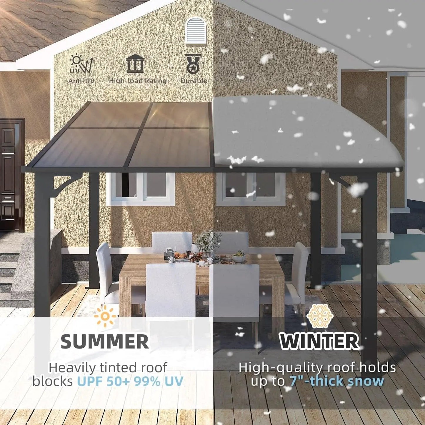8x8 Waterproof Wall Mounted Lean To Gazebo for Patio from PriceLows™