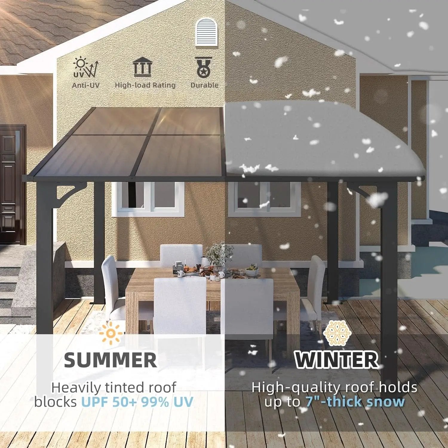 8x8 Waterproof Wall Mounted Lean To Gazebo for Patio from PriceLows™