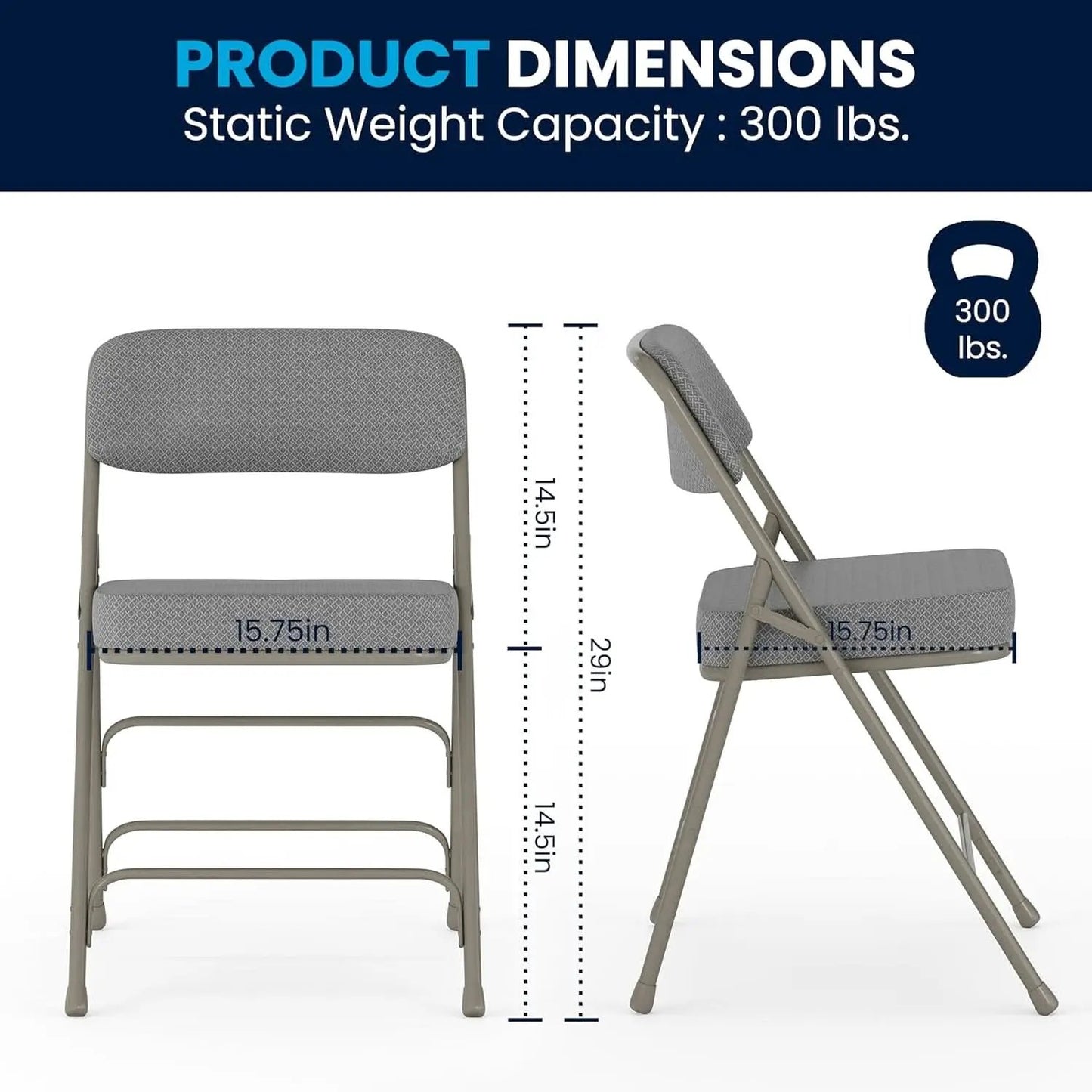 Gray Metal Folding Event Chairs With Cushioned Seats Set Of 2 from PriceLows™