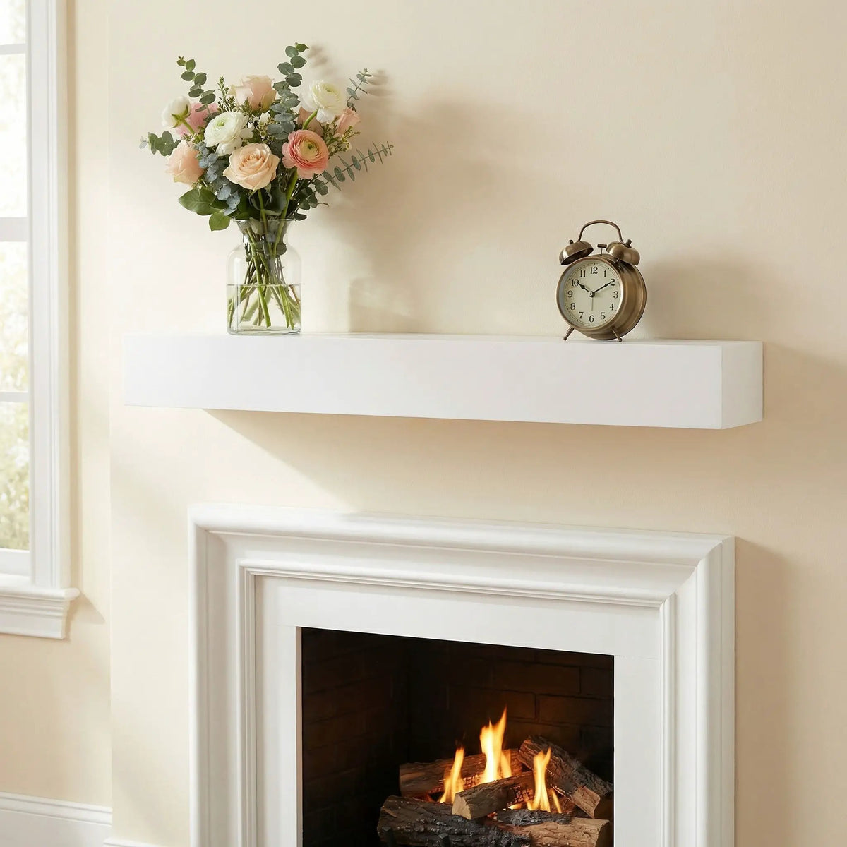 Fireplace Mantel Floating Shelf | 50 Lb Heavy Duty | Rustic Modern