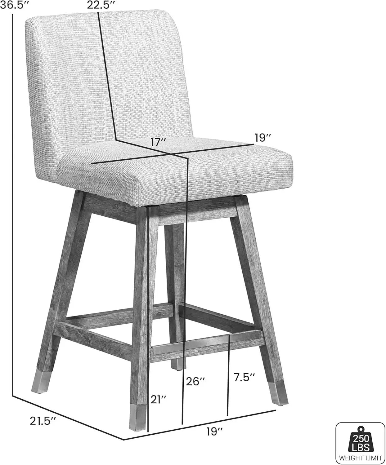 Basila 26 Inch Seat Height Swivel Bar Stool Taupe Fabric from PriceLows™