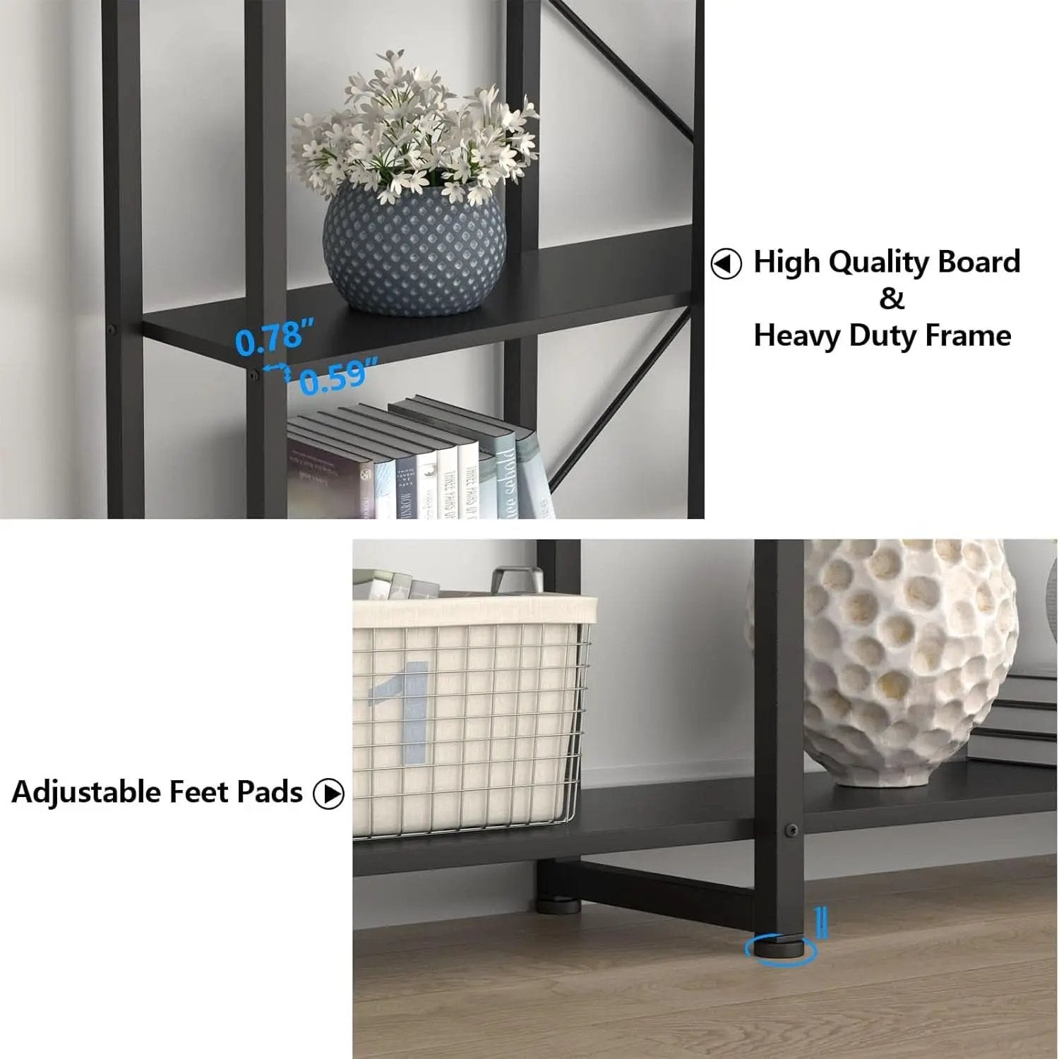 Triple Wide Five Tier Bookshelf For Living Room Organization from PriceLows™