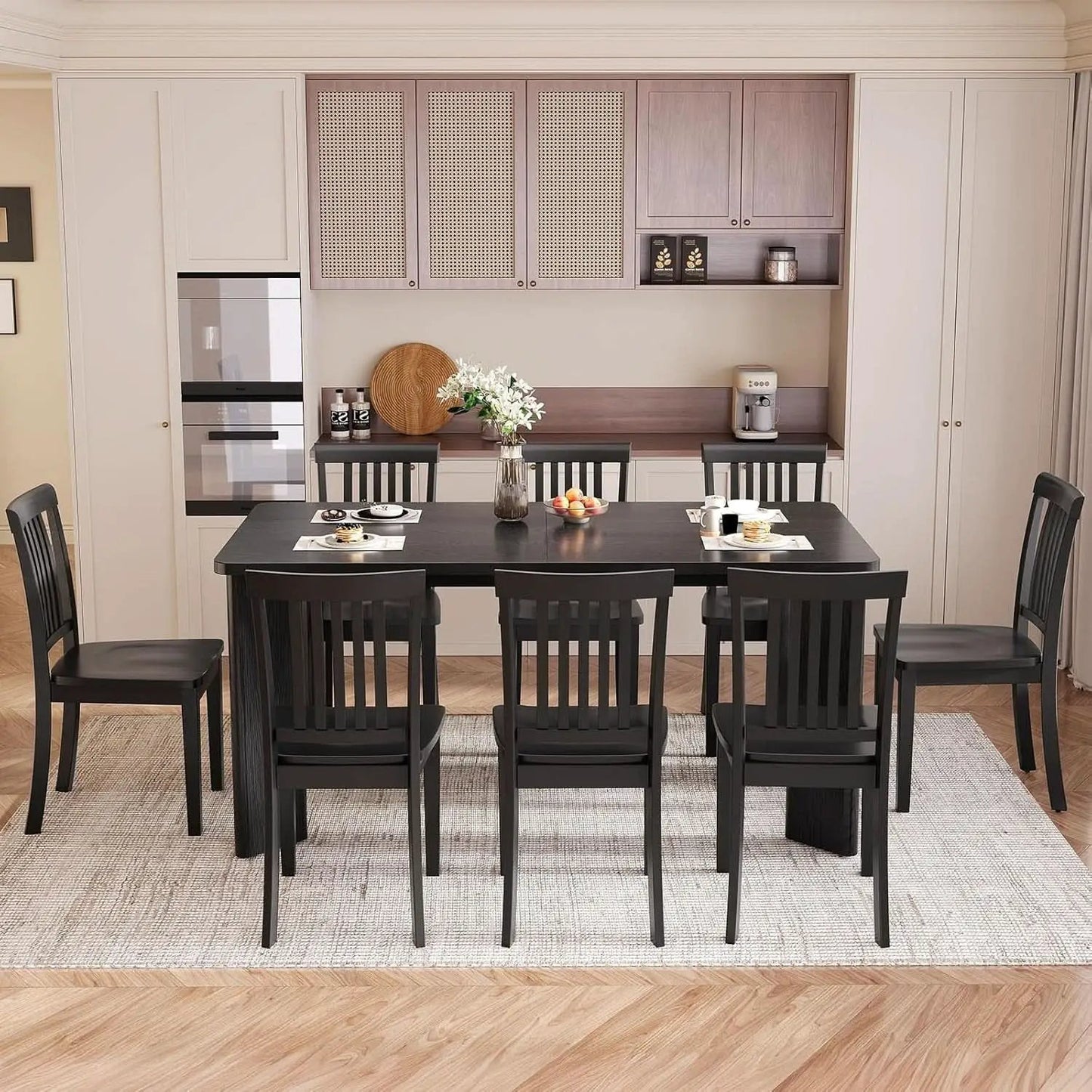 63 Inch Black Rectangular Dining Table Industrial Sturdy from PriceLows™