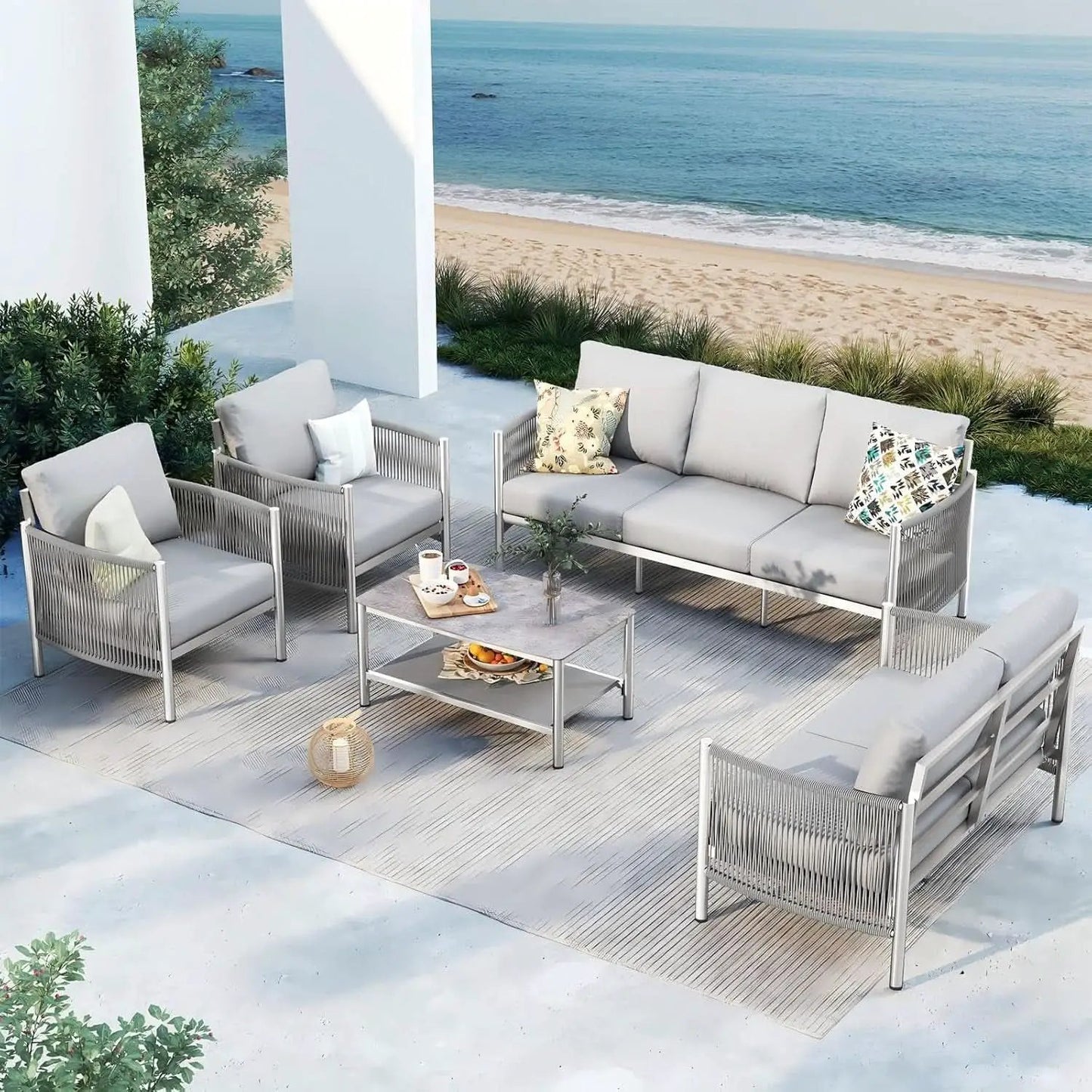 Modern Aluminum Outdoor Patio Furniture Set with Cushions from PriceLows™