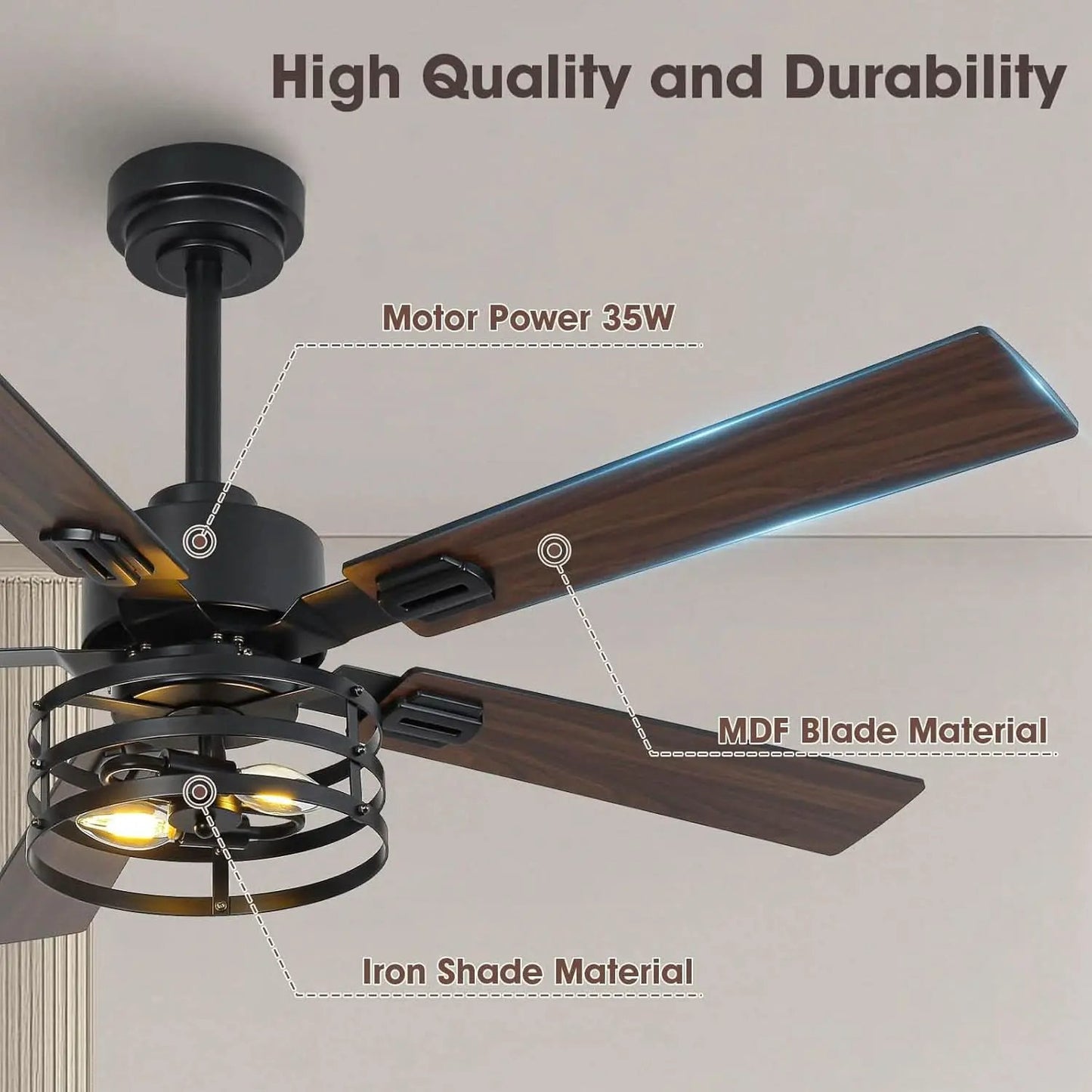 52 Inch Outdoor Ceiling Fan With Remote And Lights from PriceLows™