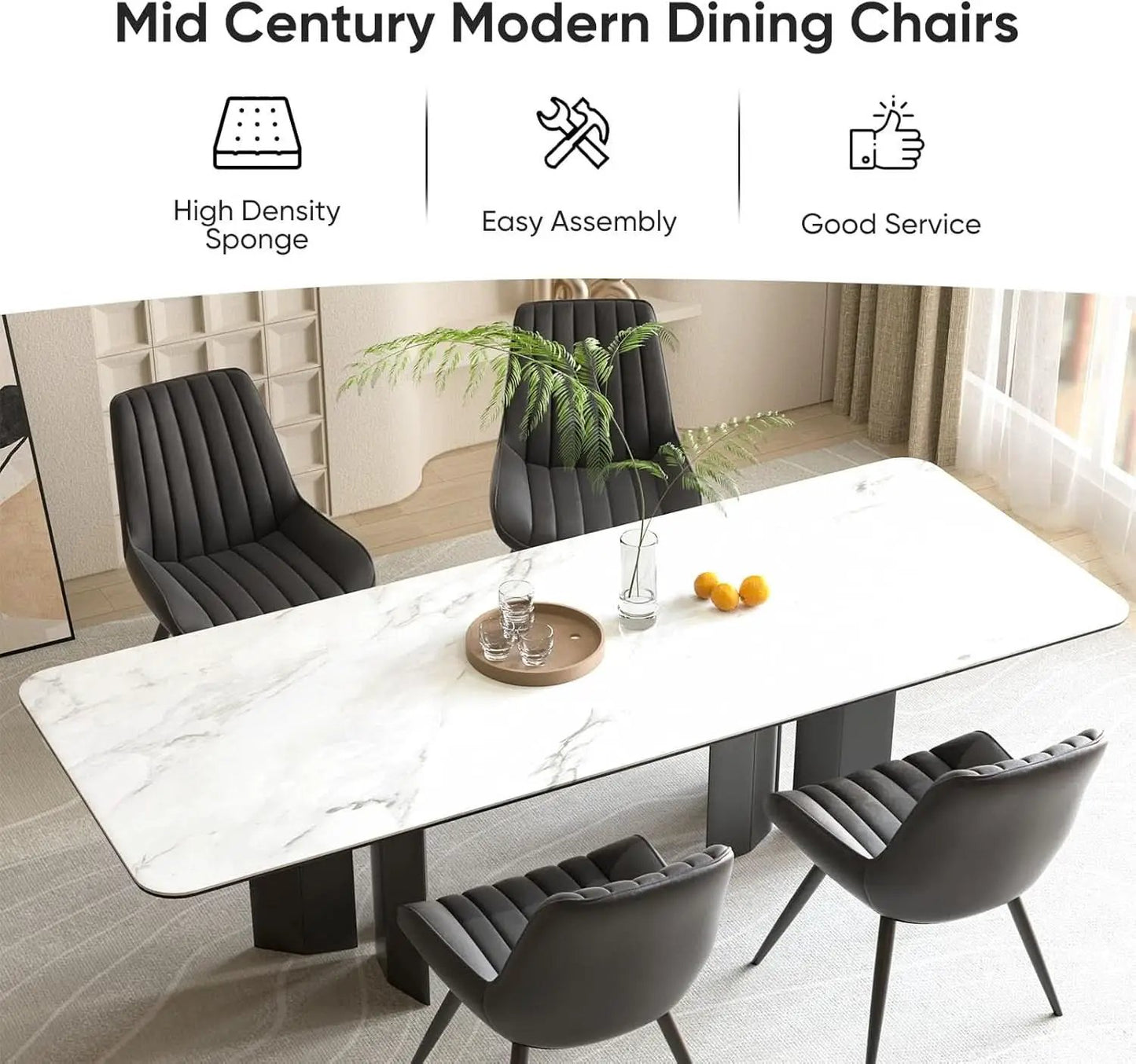 Black Modern Dining Chairs Set Of 4 With Thick Cushions from PriceLows™