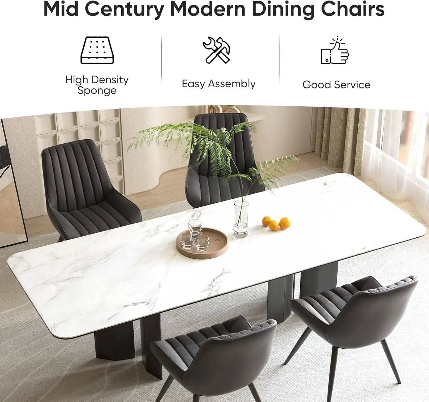 Black Modern Dining Chairs Set Of 4 With Thick Cushions from PriceLows™