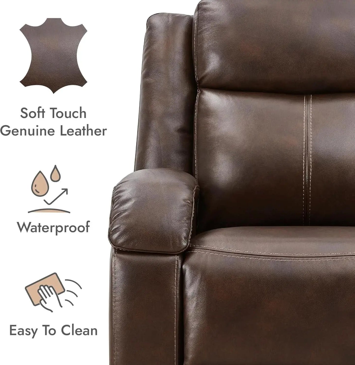 Dark Brown Leather Power Recliner Chair With Power Headrest from PriceLows™