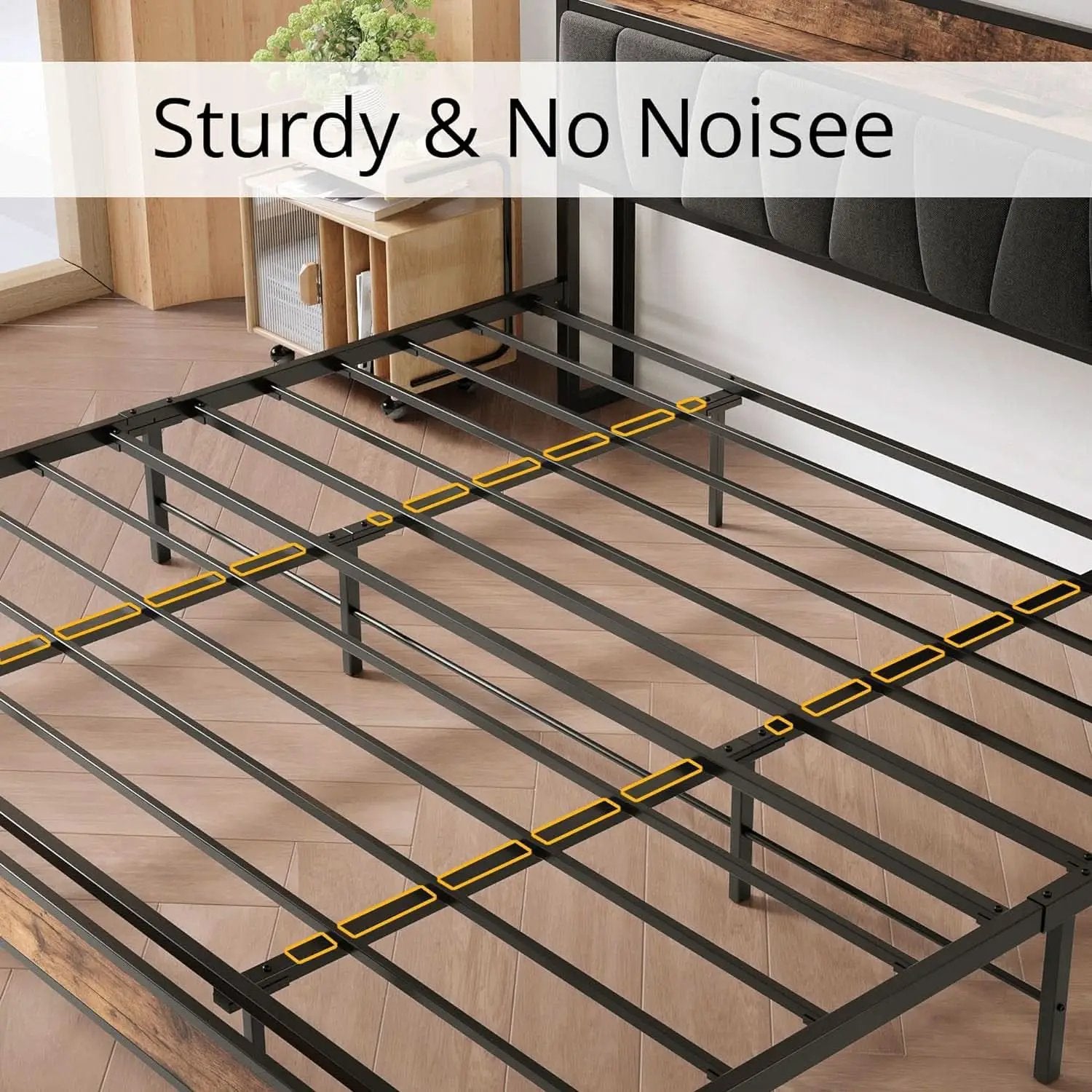 King Size Bed Frame With Storage Headboard And USB Charging Ports from PriceLows™