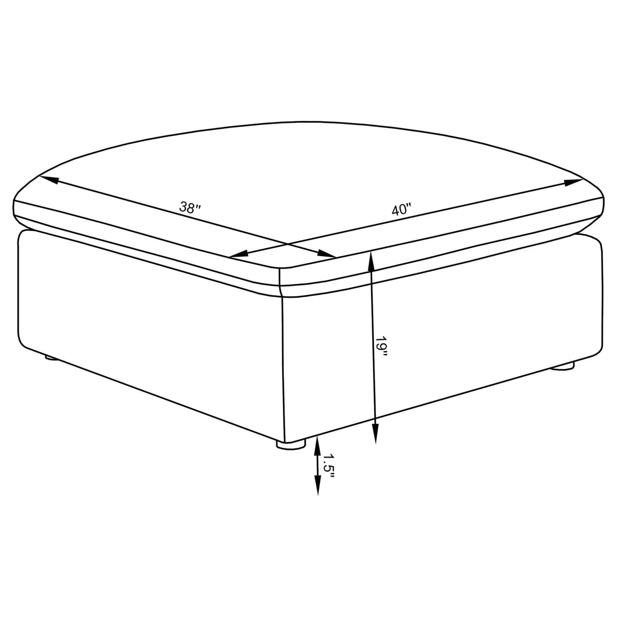 Hobson Square Upholstered Ottoman | 40 x 38 x 19 in | Fabric | Charcoal