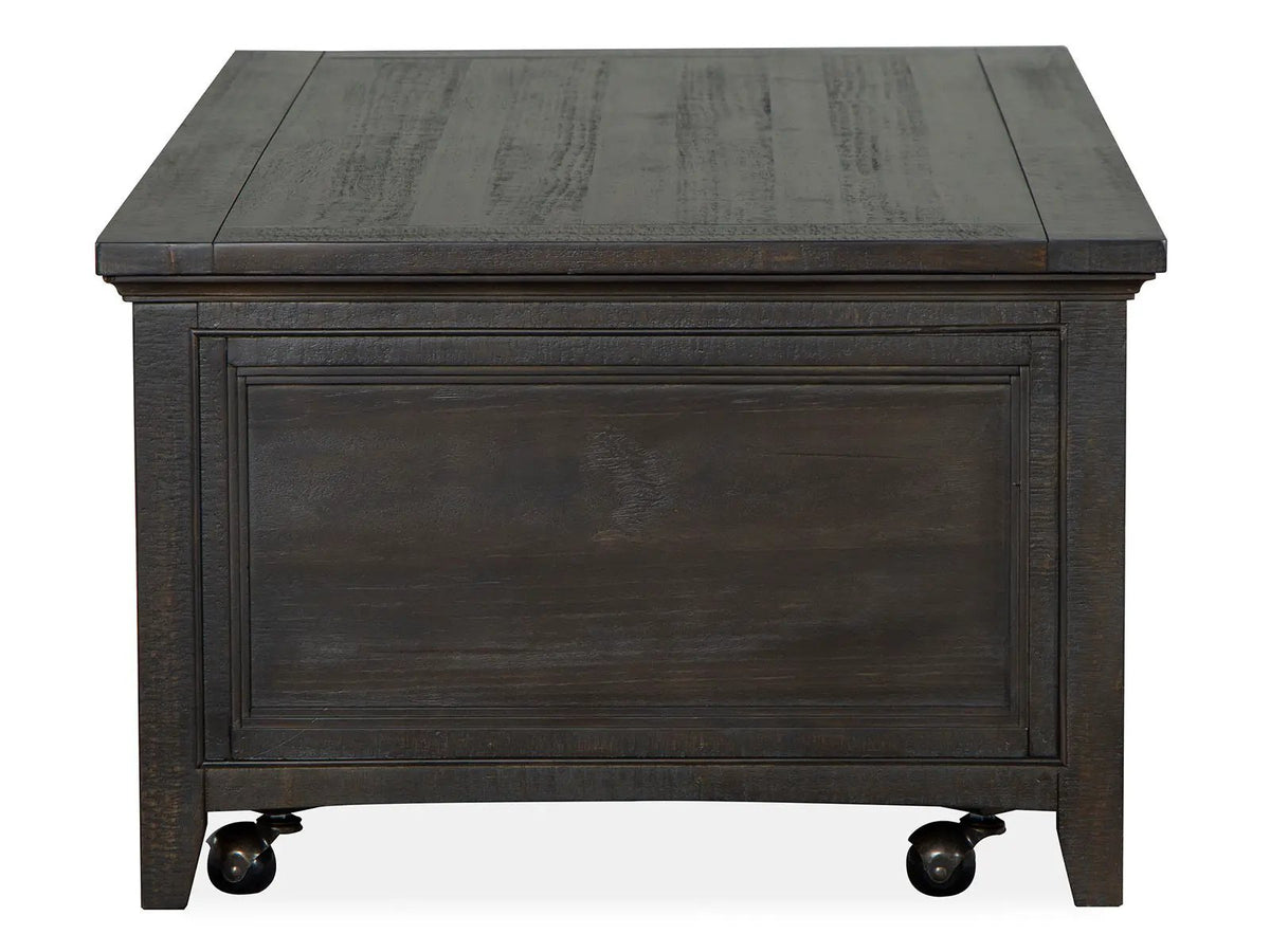 Westley Falls Lift Top Cocktail Table | Graphite | Storage With Casters | Pine Veneer