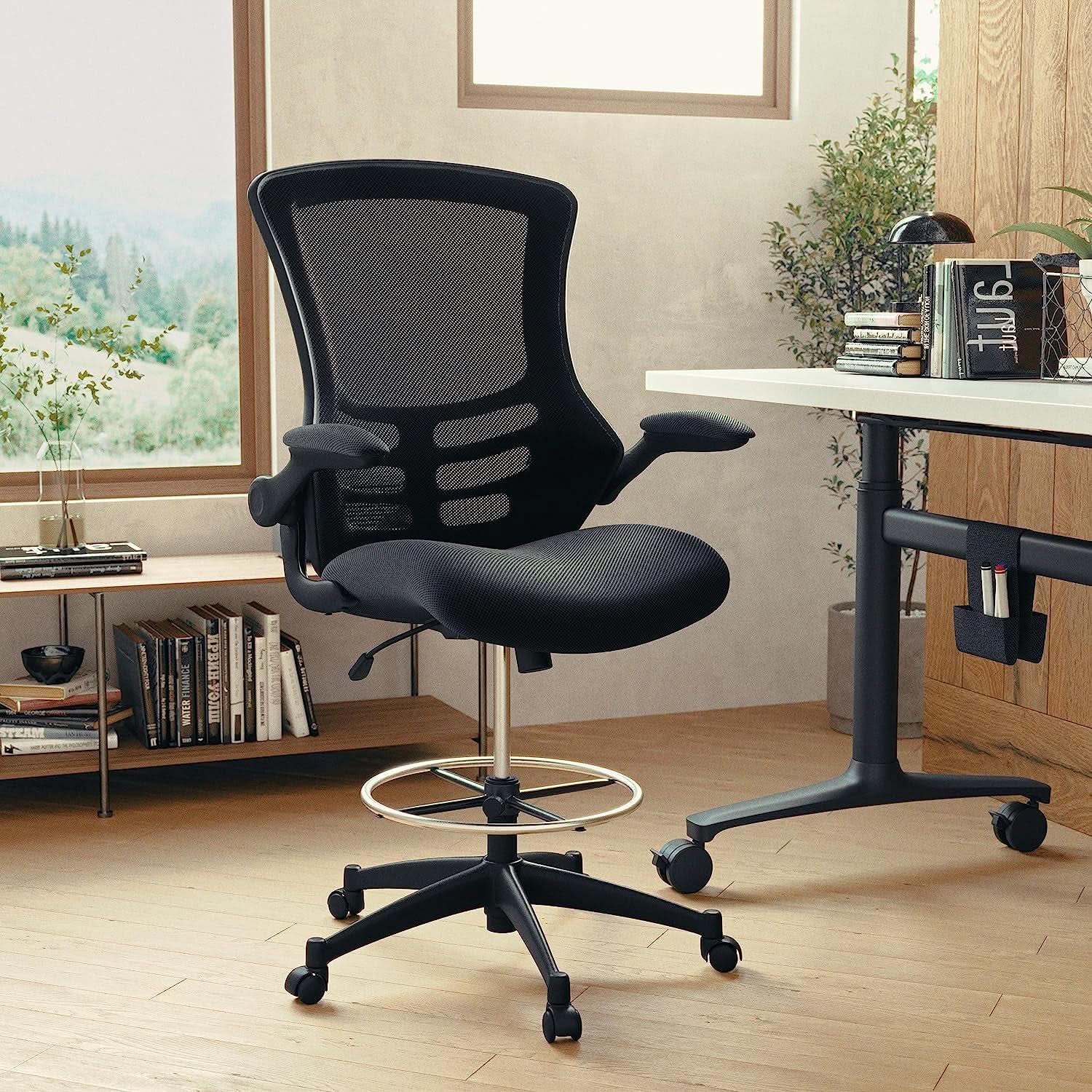 Kelista Mid Back Swivel Office Chair With Flip Up Armrests And Adjustable Height from PriceLows™