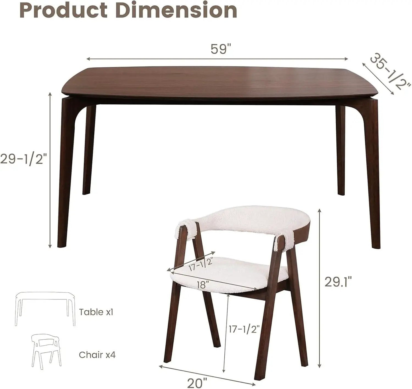 Contemporary Walnut Veneer Dining Table Set Chairs from PriceLows™