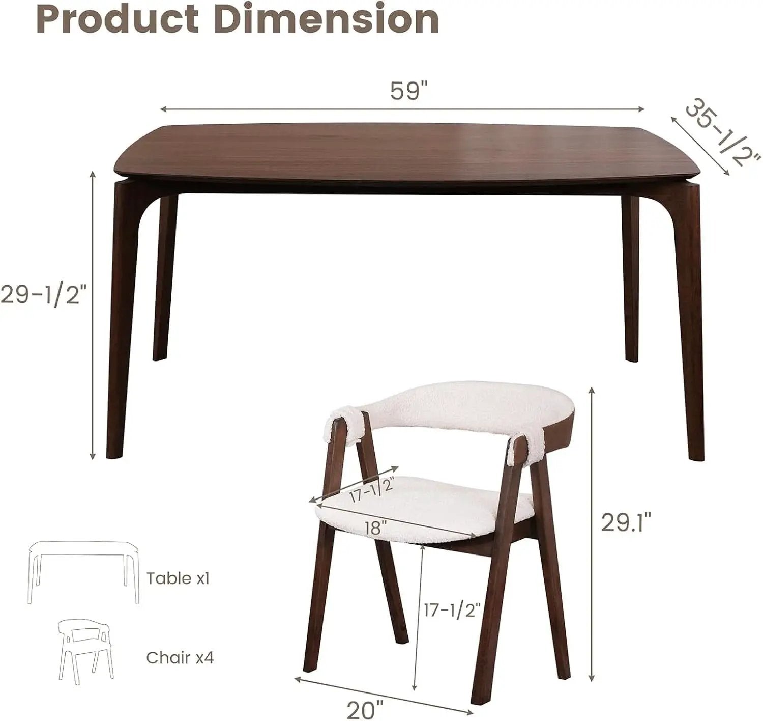 Contemporary Walnut Veneer Dining Table Set Chairs from PriceLows™