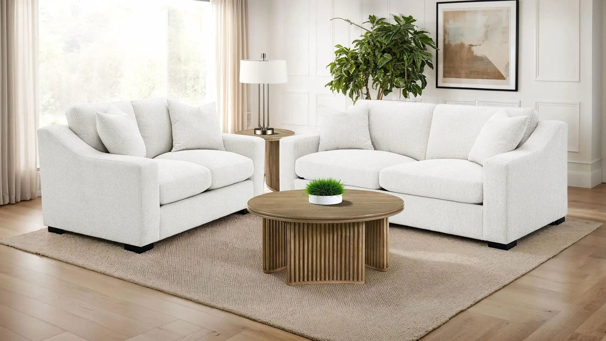 Ashlyn 2-piece Upholstered Track Arm Sofa Set Sand | 2-Piece Set | Solid Wood | Living Room
