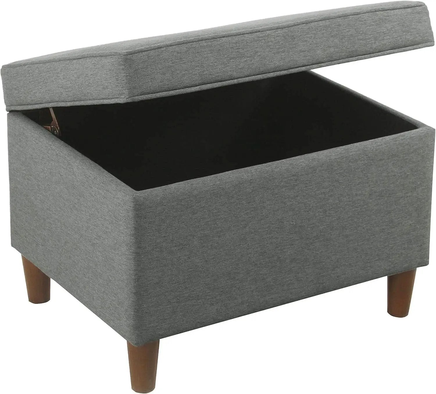 24 Inch Gray Fabric Hidden Storage Ottoman With Hinged Lid from PriceLows™