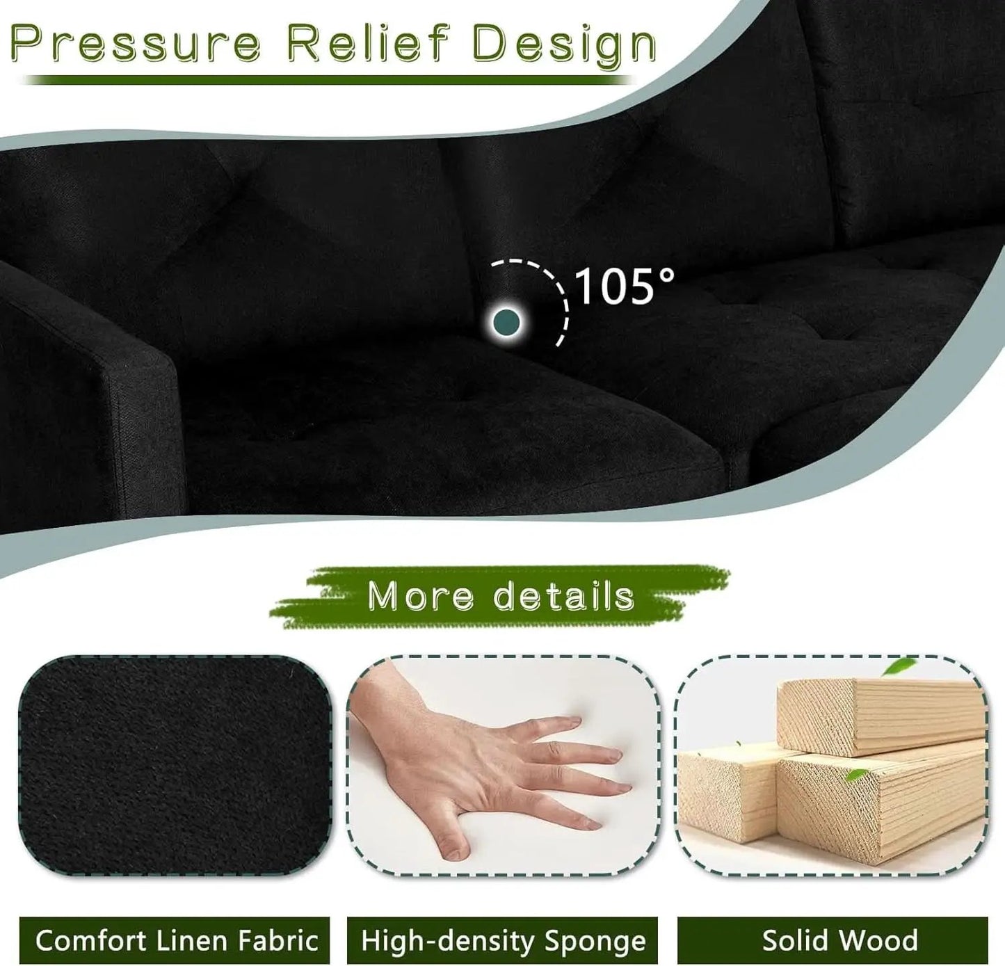 Adjustable L Shaped Sofa With Storage In Black Nordic Style from PriceLows™