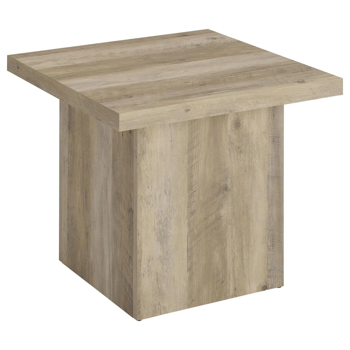 Devar Square Engineered Wood End Table Distressed Pine | 23.5 x 23.5 x 21.75 in | Engineered Wood & Veneer | Living Room