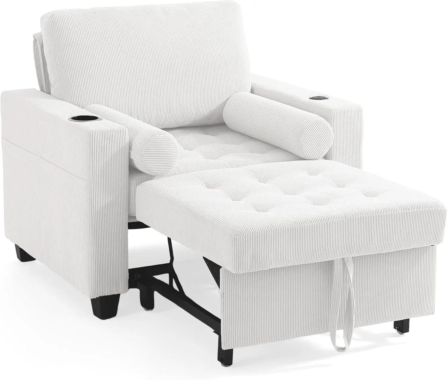Beige Adjustable Sleeper Chair Sofa Bed Upholstered from PriceLows™