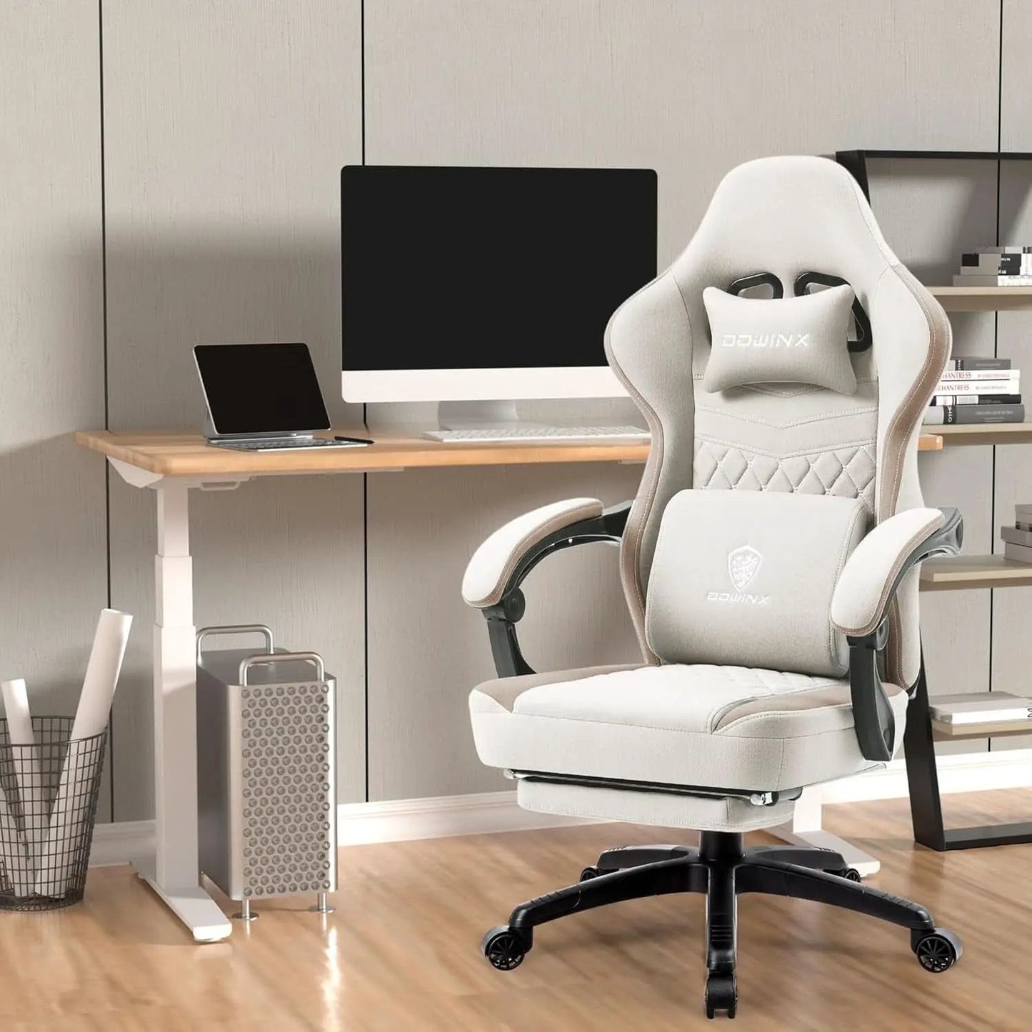 Beige Gaming Chair With Pocket Spring Cushion And Gel Pad from PriceLows™