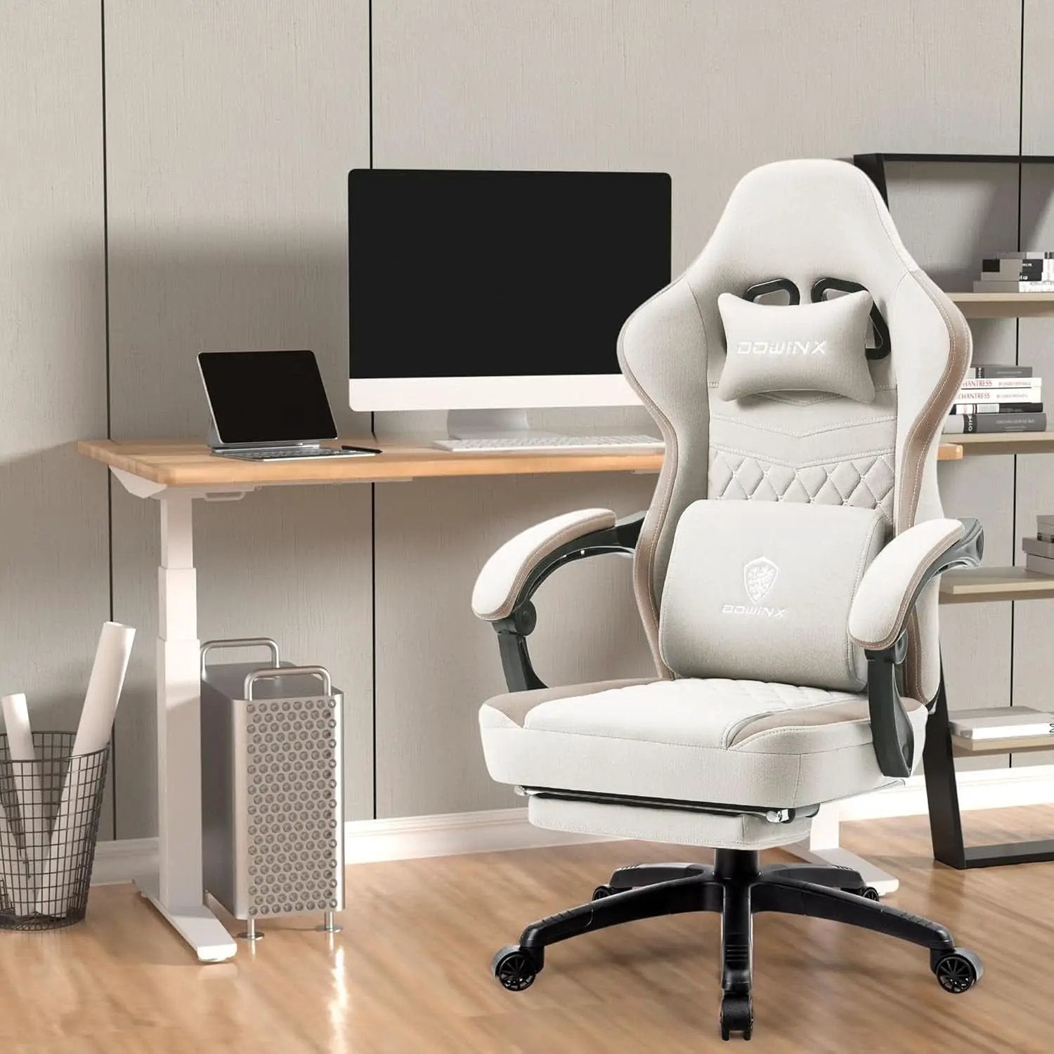 Beige Gaming Chair With Pocket Spring Cushion And Gel Pad from PriceLows™