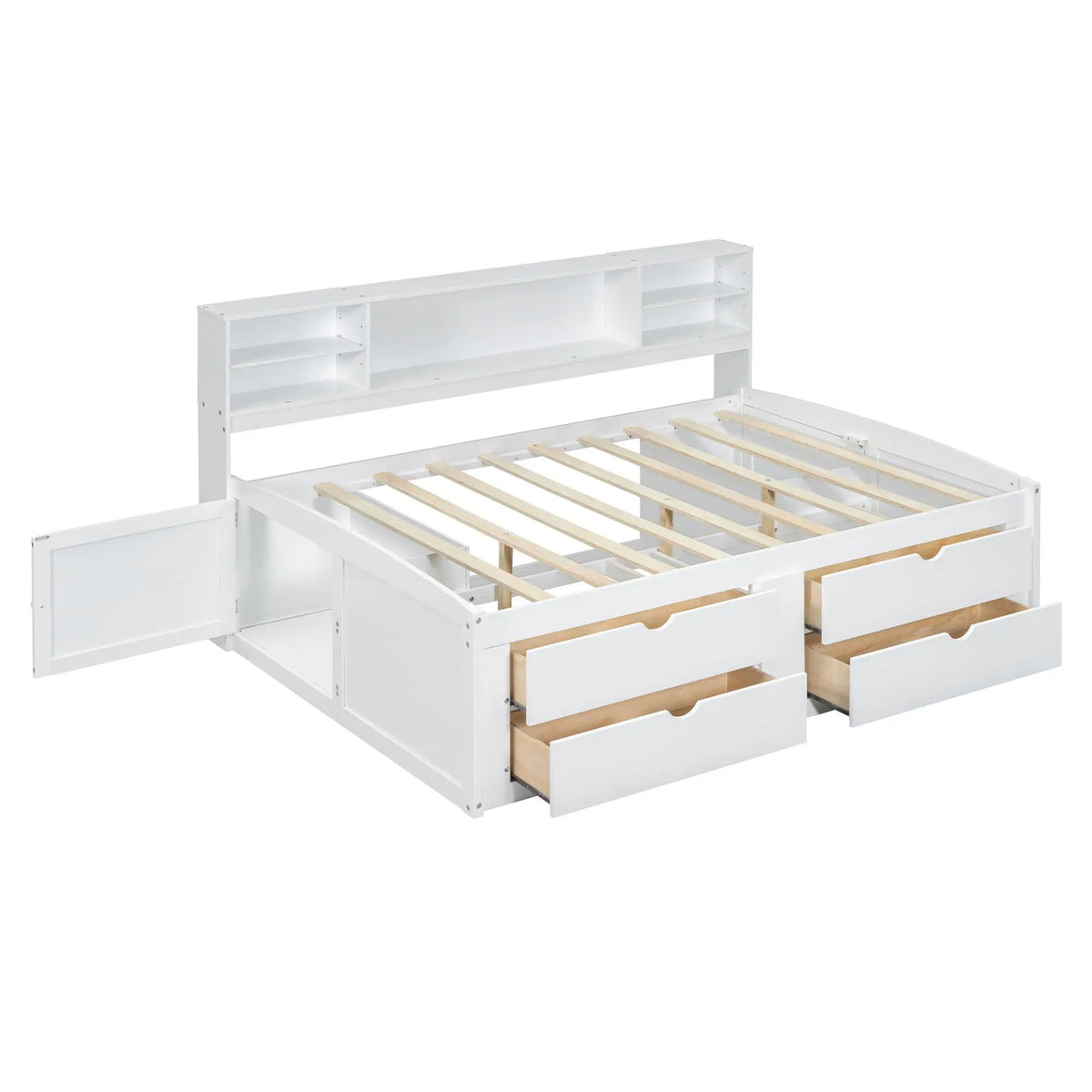 Daybed With Storage | 2 Bedside Cabinets | Upper Shelves | 4 Drawers