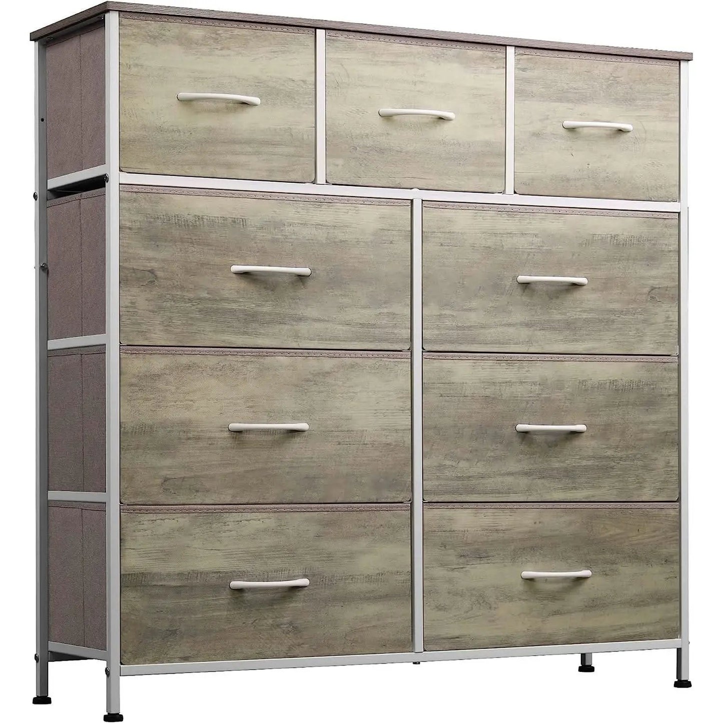 Fabric Storage Tower With Nine Drawers Greige For Bedrooms And Nurseries from PriceLows™