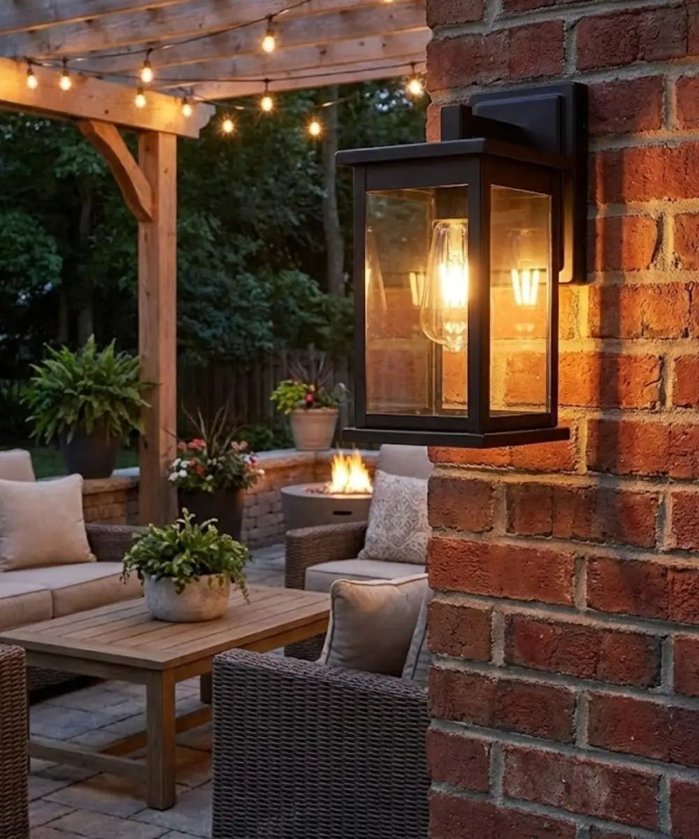 Outdoor Wall Light | 11 Inch Matte Black | Dusk To Dawn Glass Shade