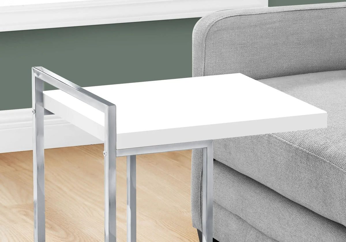 C-Shaped Accent Table | Sturdy Metal Base | Thick Rectangular Top | Portable And Lightweight