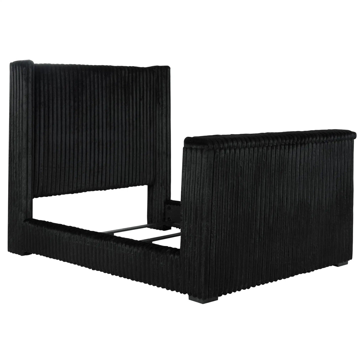 Centergrove Upholstered Queen Wingback TV Bed | 68.5 x 97.25 x 68 in | Velvet | Black