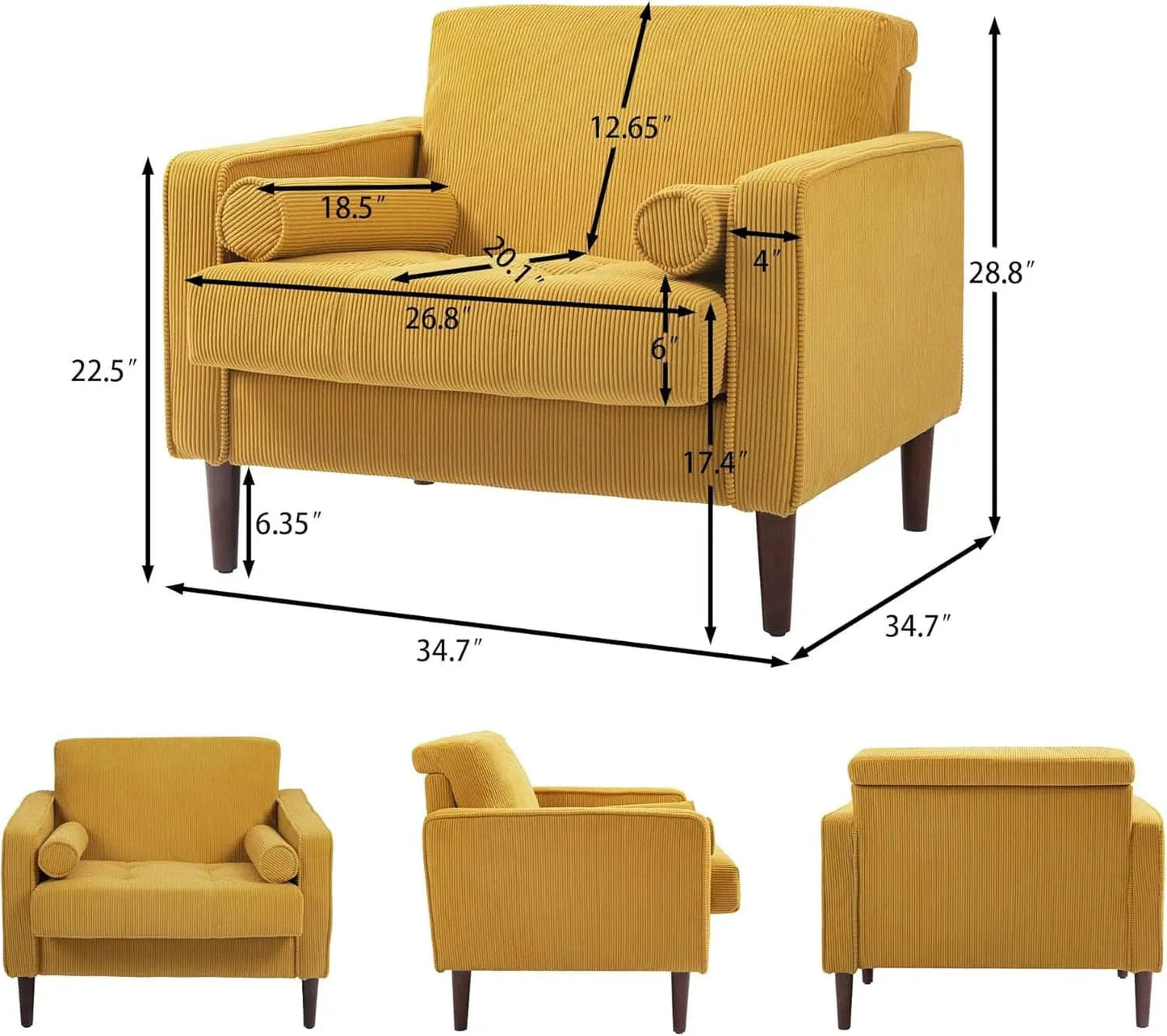 Mid Century Modern Oversized Corduroy Accent Chair from PriceLows™