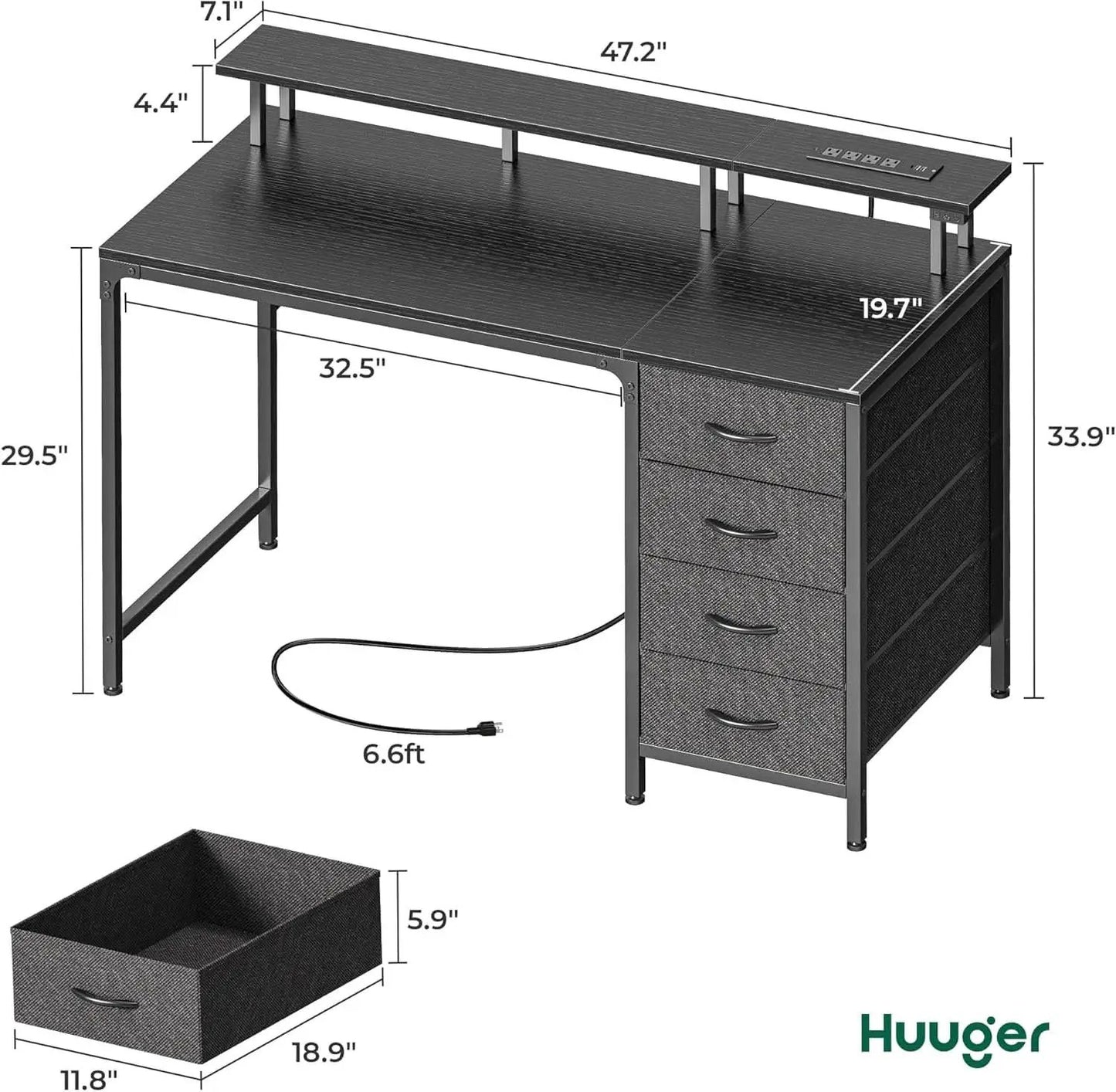 47 Inch Gaming Desk With LED Lights For Home Office from PriceLows™