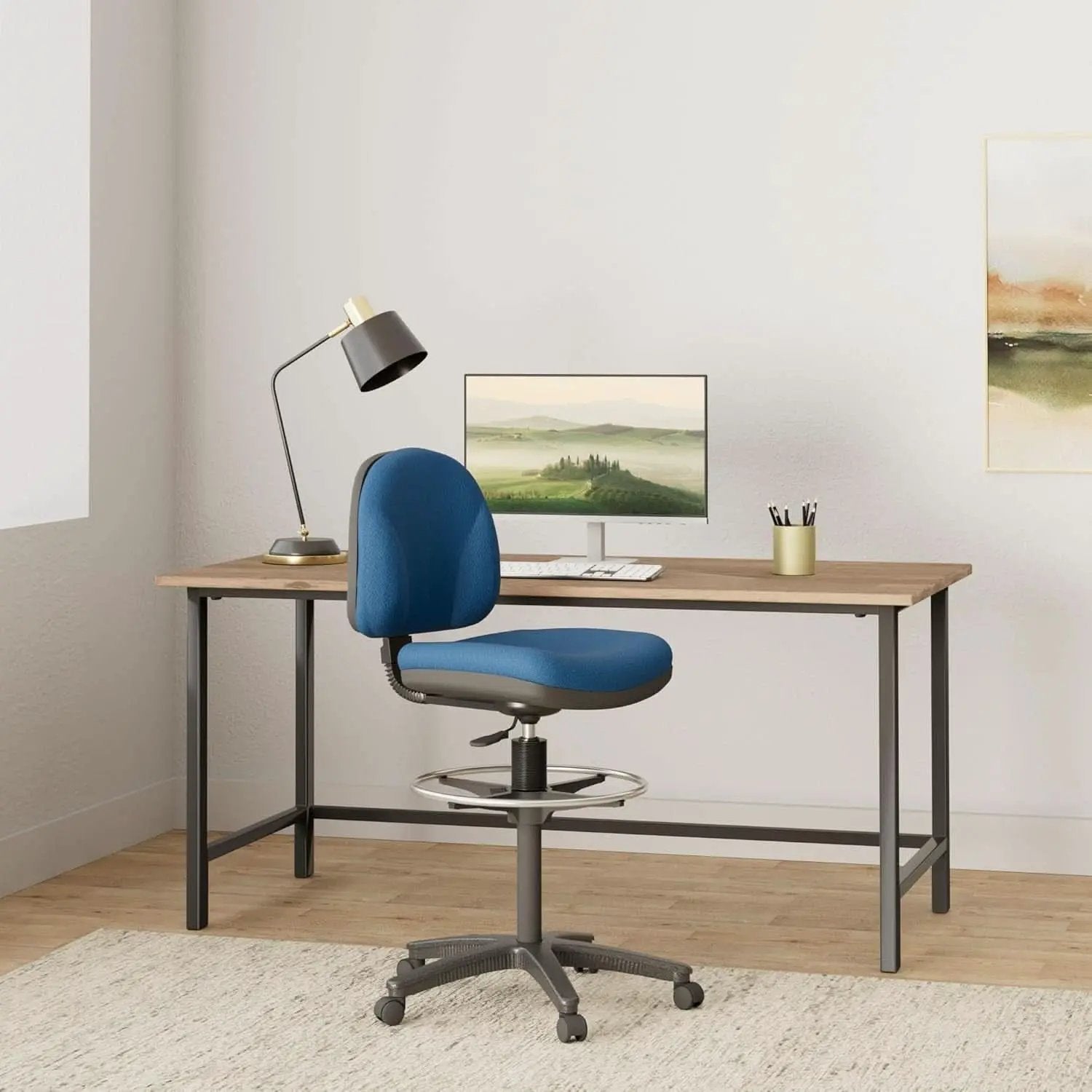 Pneumatic Adjustable Multi Task Stool Blue Ergonomic Back from PriceLows™
