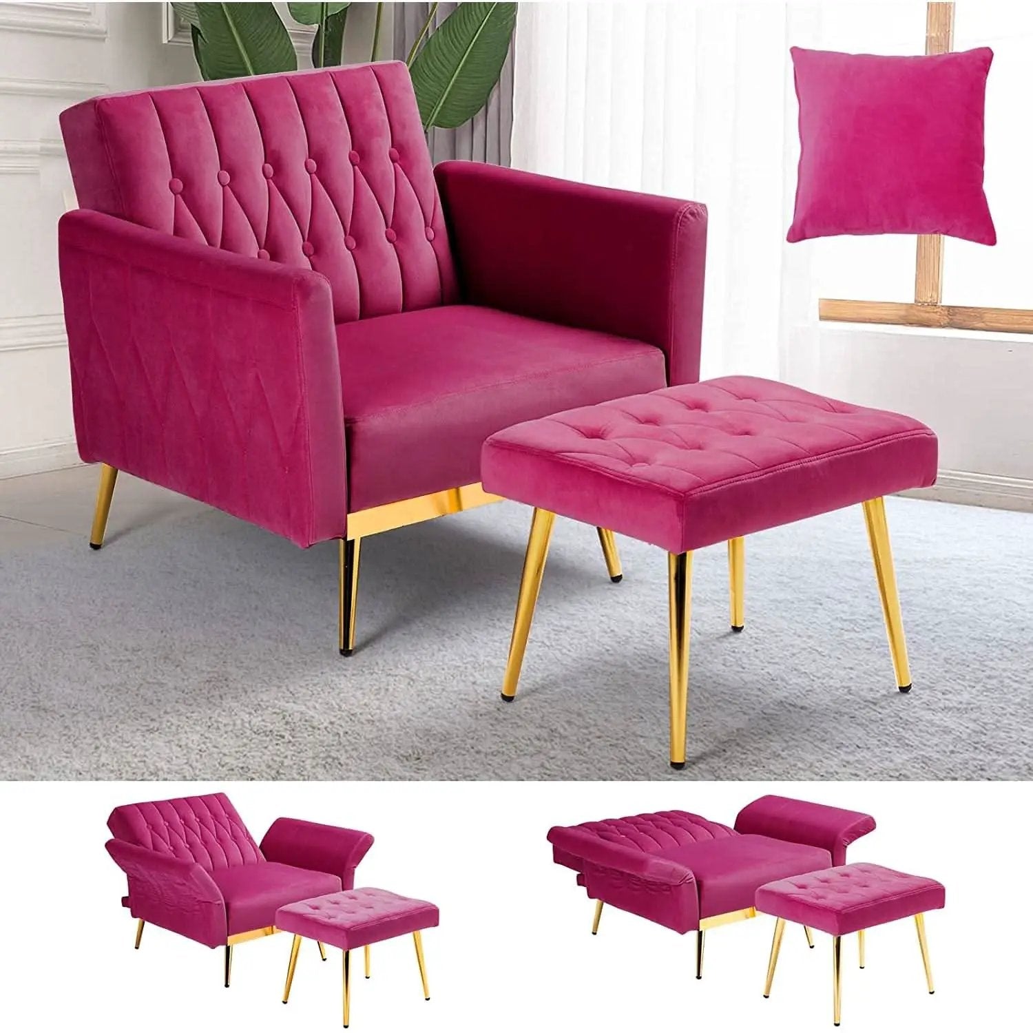 Accent Chair Recliner With Adjustable Armrests Fuchsia from PriceLows™