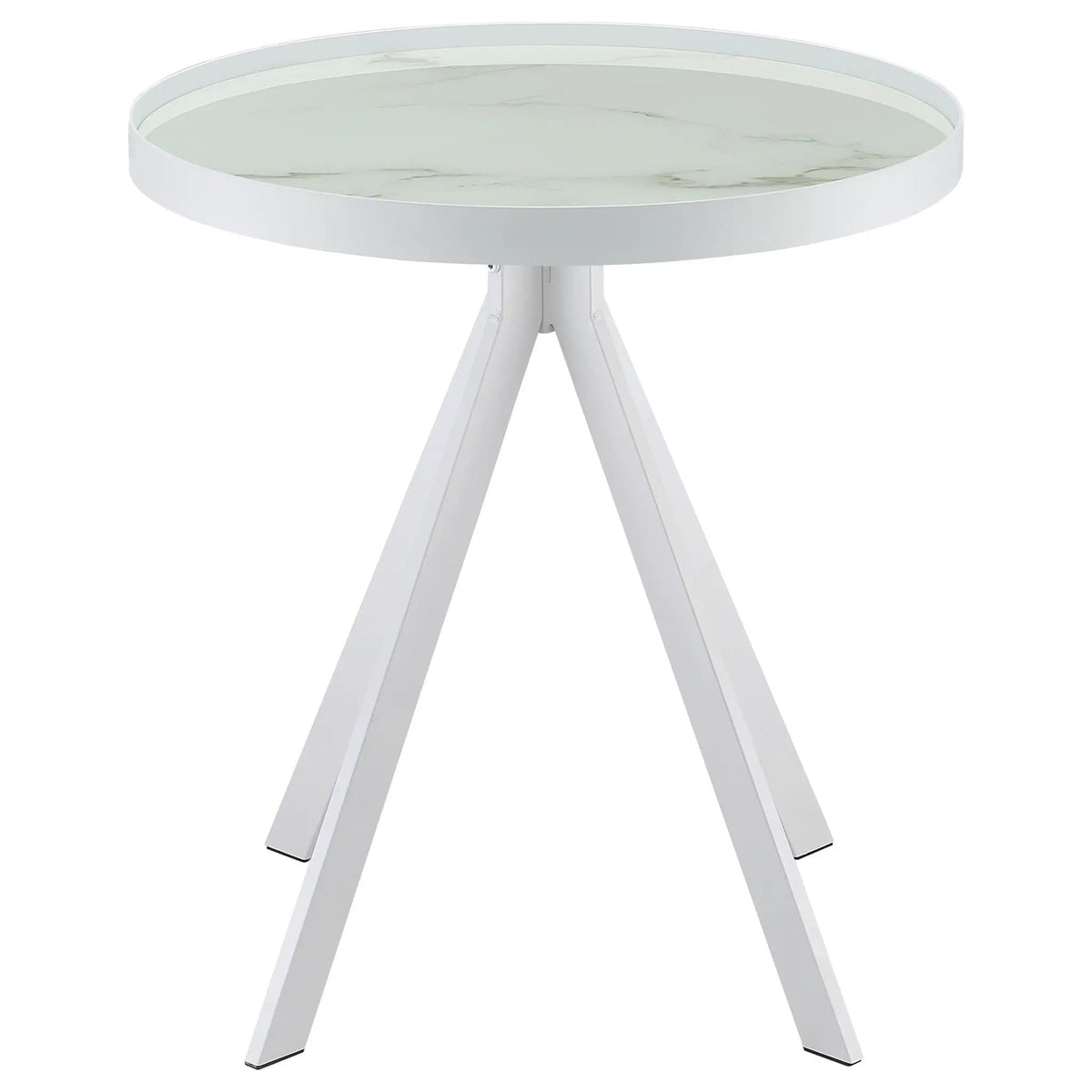 Briggs 2-piece Round Coffee and End Table Set | 2-Piece Set | Marble & Tempered Glass | White