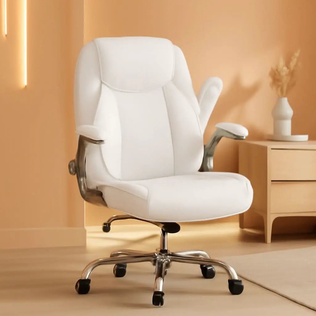 White Ergonomic Office Chair With Lumbar Support Adjustable from PriceLows™